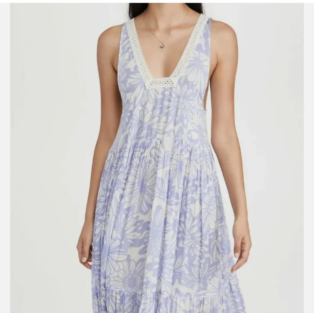 New!Free people slip on boho-chick tier cornflower combo maxi dress Cottagecore - Picture 6 of 15